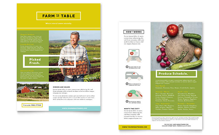 Organic Food Datasheet Template Design - InDesign, Illustrator, Word, Publisher, Pages, QuarkXPress, CorelDraw