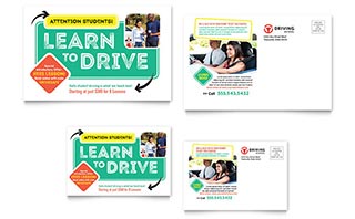 Driving School Postcard Template