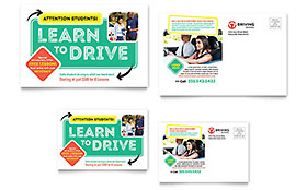 Driving School Postcard Template Design