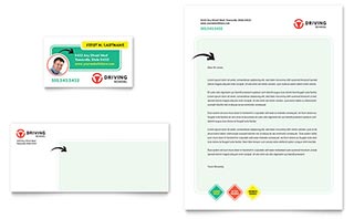 Driving School Business Card & Letterhead Template