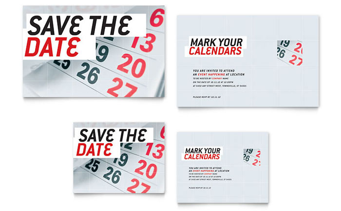 Save The Date Note Card Template Design - InDesign, Illustrator, Word, Publisher, Pages, QuarkXPress, CorelDraw