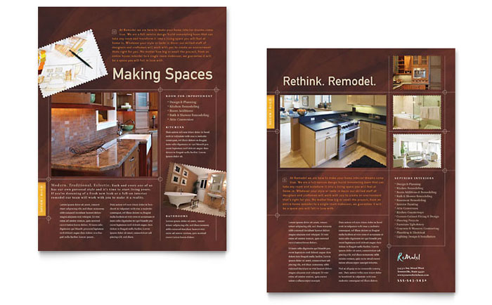 Home Remodeling Datasheet Template Design - InDesign, Illustrator, Word, Publisher, Pages, QuarkXPress, CorelDraw