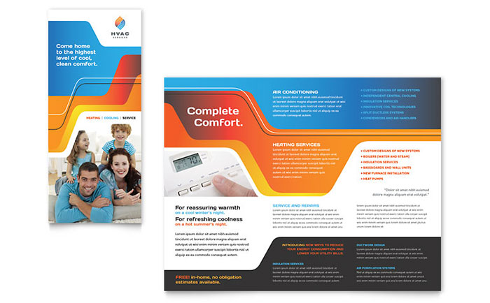 HVAC Brochure Template Design - InDesign, Illustrator, Word, Publisher, Pages, QuarkXPress, CorelDraw