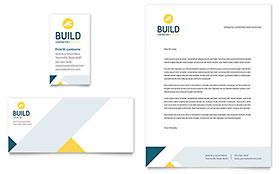 Contractor Business Card & Letterhead Template Design