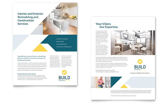 Contractor Datasheet Template Design - InDesign, Illustrator, Word, Publisher, Pages, QuarkXPress, CorelDraw