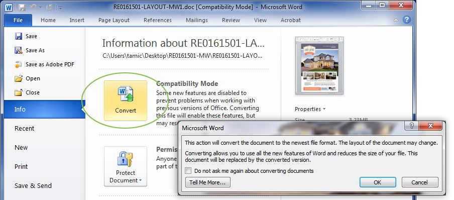 Convert Word Document to Newer Version