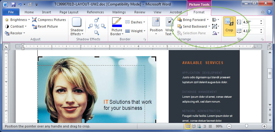 Cropping a Picture in Word