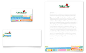 Preschool Kids & Day Care Business Card & Letterhead Template Design