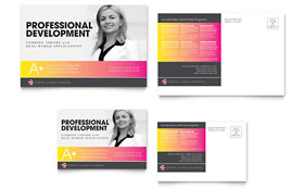 Adult Education & Business School Postcard Template Design