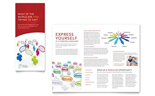 Language Learning Tri Fold Brochure Template