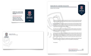 High School Business Card & Letterhead Template