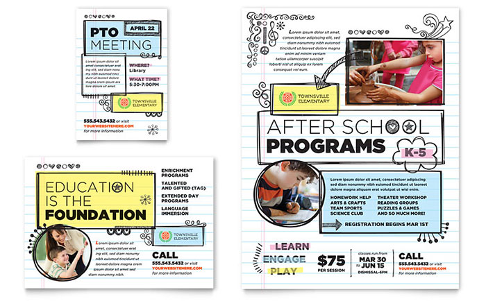 Elementary School Flyer & Ad Template Design - InDesign, Illustrator, Word, Publisher, Pages, QuarkXPress, CorelDraw