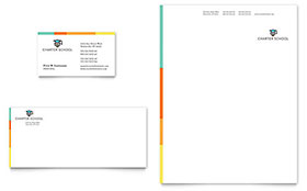 Charter School Business Card & Letterhead Template Design