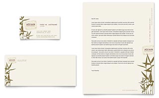 Asian Restaurant Business Card & Letterhead Template