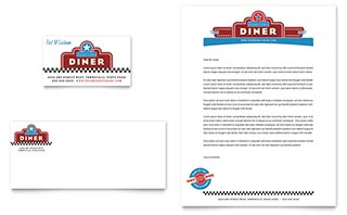 American Diner Restaurant Business Card & Letterhead Template