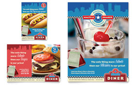 American Diner Restaurant Flyer & Ad Template Design