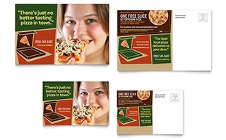 Pizza Pizzeria Restaurant Postcard Template