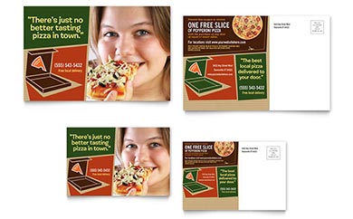 Pizza Restaurant Postcard Design Example