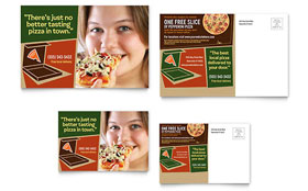 Pizza Pizzeria Restaurant Postcard Template Design