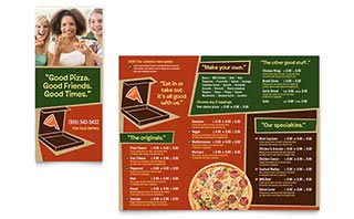 Pizza Pizzeria Restaurant Take-out Brochure Template