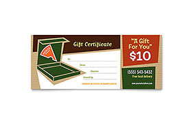 Pizza Pizzeria Restaurant Gift Certificate Template Design