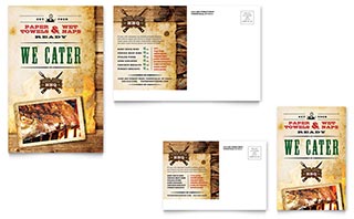 Steakhouse BBQ Restaurant Postcard Template