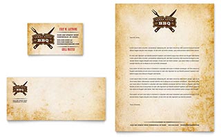 Steakhouse BBQ Restaurant Business Card & Letterhead Template