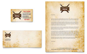 Steakhouse BBQ Restaurant Business Card & Letterhead Template Design