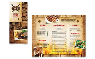 Steakhouse BBQ Restaurant Take-out Brochure Template