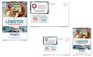 Seafood Restaurant Postcard Template