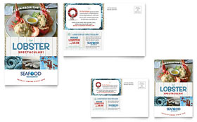 Seafood Restaurant Postcard Template Design