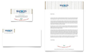 Seafood Restaurant Business Card & Letterhead Template Design