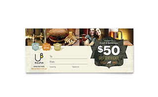 Brewery & Brew Pub Gift Certificate Template