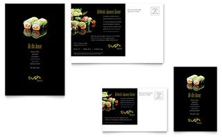 Sushi Restaurant Postcard Template