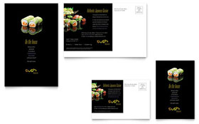 Sushi Restaurant Postcard Template Design