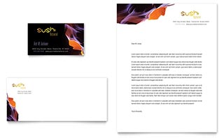 Sushi Restaurant Business Card & Letterhead Template