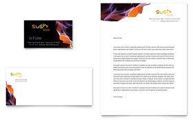 Sushi Restaurant Business Card & Letterhead Template Design