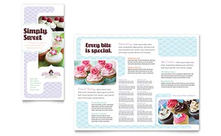 Bakery & Cupcake Shop Tri Fold Brochure Template