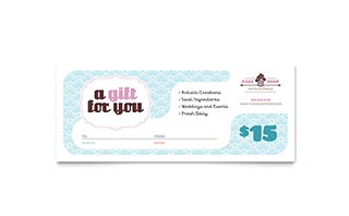 Bakery & Cupcake Shop Gift Certificate Template