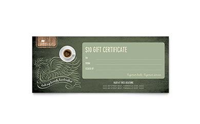 Coffee Shop Gift Certificate Design Example