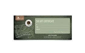 Coffee Shop Gift Certificate Template Design