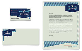 Fine Dining Restaurant Business Card & Letterhead Template Design