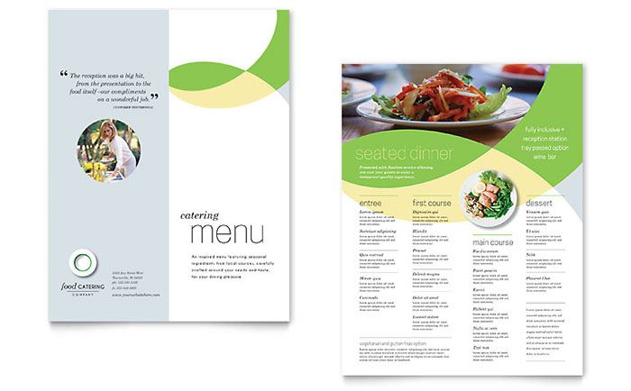 Food Catering Menu Template Design - InDesign, Illustrator, Word, Publisher, Pages, QuarkXPress, CorelDraw