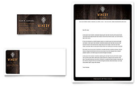 Winery Business Card & Letterhead Template Design