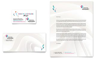 Frozen Yogurt Shop Business Card & Letterhead Template