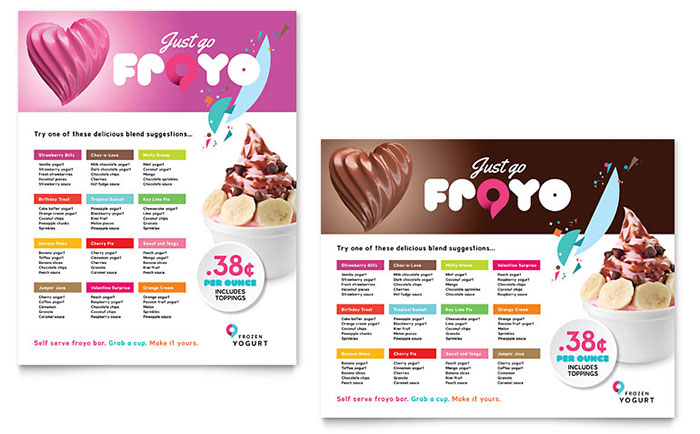 Frozen Yogurt Shop Poster Template Design - InDesign, Illustrator, Word, Publisher, Pages, QuarkXPress, CorelDraw