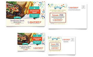 Family Restaurant Postcard Template