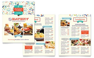 Family Restaurant Menu Design Example