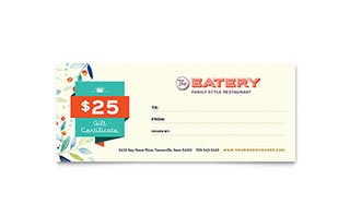 Family Restaurant Gift Certificate Template