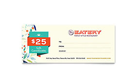 Family Restaurant Gift Certificate Template Design